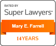 Super Lawyers Badge listing Mary E. Farrell as a 14 year award winner.